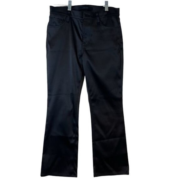 J Brand Women’s Pants Black Satin Straight Size 27 Waist Mid Rise - Picture 1 of 13